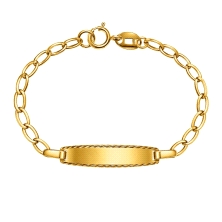 <STRONG>Pulsera de bebé con placa oro amarillo 18k 11 cm.<BR>Esclava</STRONG> para <STRONG>bebé</STRONG> con eslabones bilbao.<B
