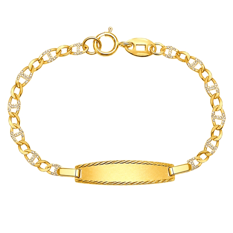 <STRONG>Pulsera con chapa de bebé oro amariillo 18k 11 cm.</STRONG><BR><STRONG>Esclava</STRONG> de <STRONG>bebé</STRONG> que com