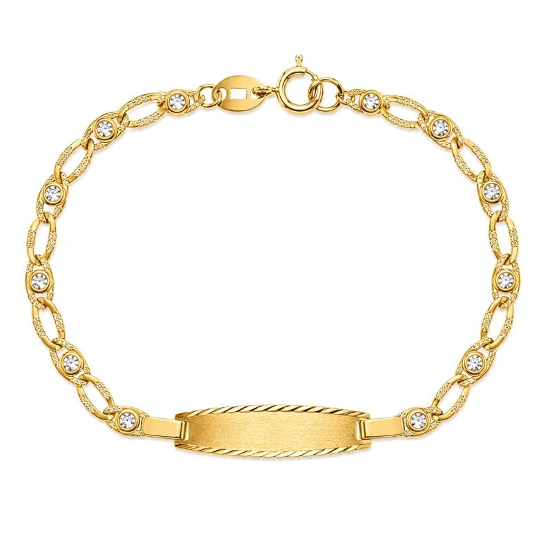 <STRONG>Esclava de bebé oro amarillo 18k 11 cm circonitas.</STRONG><BR><STRONG>Esclava</STRONG> para <STRONG>recien nacido</STRO