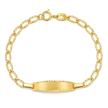 <STRONG>Pulsera con chapa para bebé oro 18k 14 cm.<BR></STRONG>Esclava para bebé&nbsp;con eslabones alargados&nbsp;tallados segi