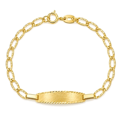 <STRONG>Pulsera con chapa para bebé oro 18k 14 cm.<BR></STRONG>Esclava para bebé&nbsp;con eslabones alargados&nbsp;tallados segi
