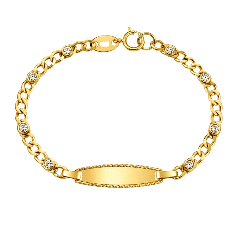 <STRONG>Pulsera de bebé con chapa oro 18k 12 cm 3x1 circonitas.</STRONG><BR><STRONG>Esclava</STRONG> para <STRONG>bebé</STRONG> 