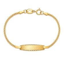 Pulsera bebé con chapa oro 18k 11 cm malla.<BR>Esclava&nbsp;de bebé&nbsp;con pulsera de malla seguda con cierre de reasa.<BR>Fab