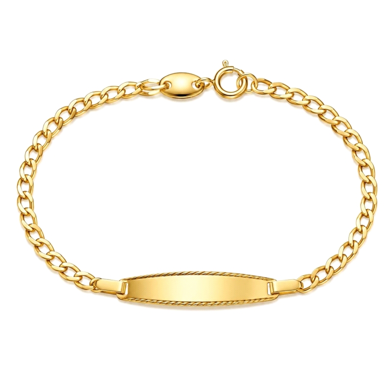 <STRONG>Esclava de bebé oro amarillo 18k 14 cm barbada.<BR>Esclava</STRONG> para<STRONG> bebé</STRONG> con eslabones barbados.<B