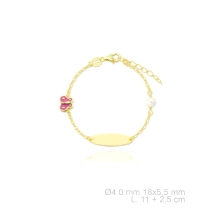 Esclava niña con perla y mariposa esmaltada
Medida 13cm 
Fabricado en plata chapada de 1º ley.
Este producto se entrega estuc
