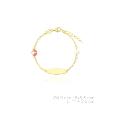 Esclava de niña con perla y tulipán esmaltado 
Medida 13cm.
Fabricado en plata chapada de 1º ley.
Este producto se entrega es