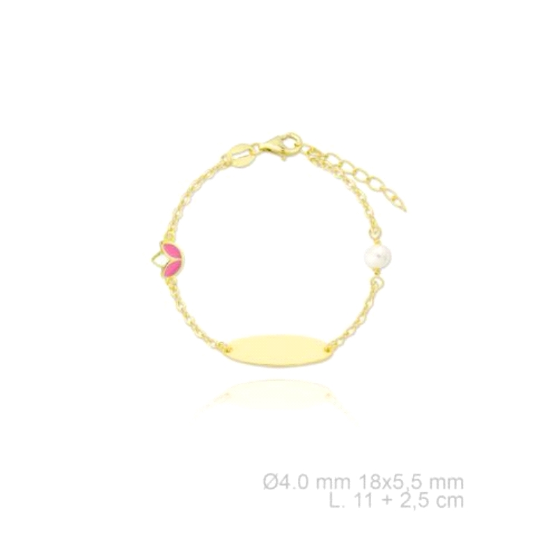 Esclava de niña con perla y tulipán esmaltado 
Medida 13cm.
Fabricado en plata chapada de 1º ley.
Este producto se entrega es