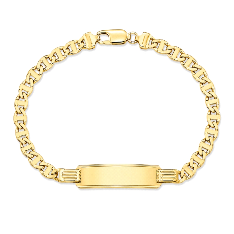 Esclava oro hombre 18k <BR>Esclava de hombre con eslabon tipo ancla de 5 mm de ancho. Las medidas de la placa son de 8mm de anch