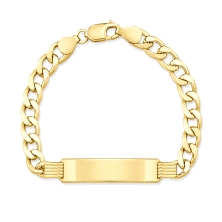 Esclava de oro para hombre <BR>Esclava para hombre de oro con eslabon barbado de un ancho de 8mm. Las medidas de la placa son de