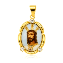 <STRONG>Medalla Cautivo porcelana 23 x 16 mm oro amarillo 18k</STRONG>. Medalla Cautivo en porcelana&nbsp;fabricada en <STRONG>o