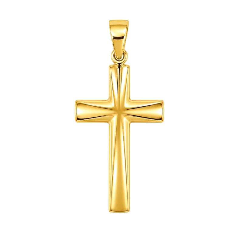<STRONG>Cruz lisa brillo oro amarillo 9 kilates.</STRONG><BR><STRONG>Cruz lisa</STRONG> con un alto de 30 mm y un ancho de 18 mm