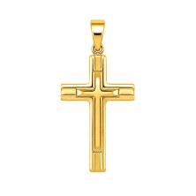 <P><STRONG>Cruz doble oro amarillo 9 kilates.</STRONG><BR><STRONG>Cruz doble</STRONG> con un alto de 19 mm y un ancho de 18 mm. 
