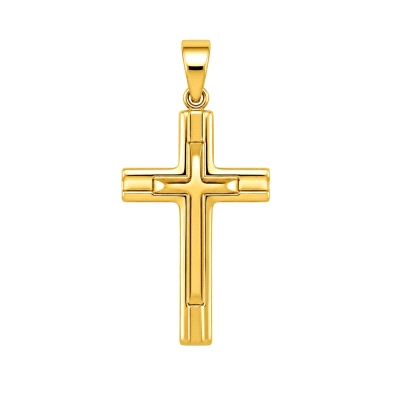 <P><STRONG>Cruz doble oro amarillo 9 kilates.</STRONG><BR><STRONG>Cruz doble</STRONG> con un alto de 19 mm y un ancho de 18 mm. 