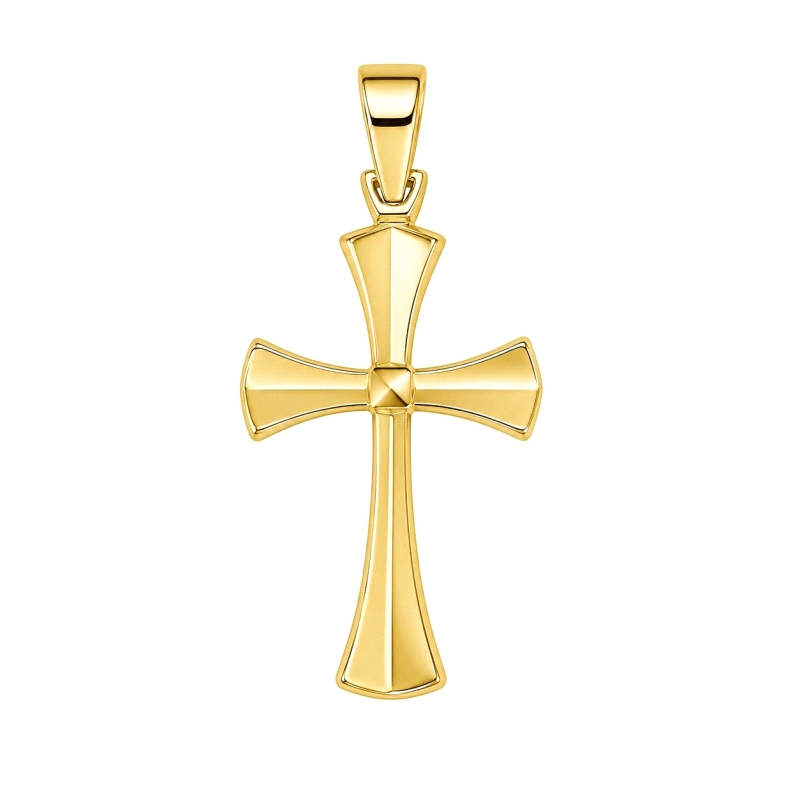 <STRONG>Cruz lisa oro amarillo 9 kilates.</STRONG><BR>Su tamaño es 28 mm de alto y 18 mm de ancho (sin incluir asa).<BR>Fabricad