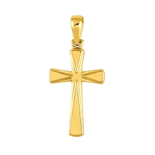 <STRONG>Cruz sin cristo oro amarillo 9k.</STRONG><BR><STRONG>Cruz</STRONG> con acabado matizado con cuñas en brillo, fabricada e