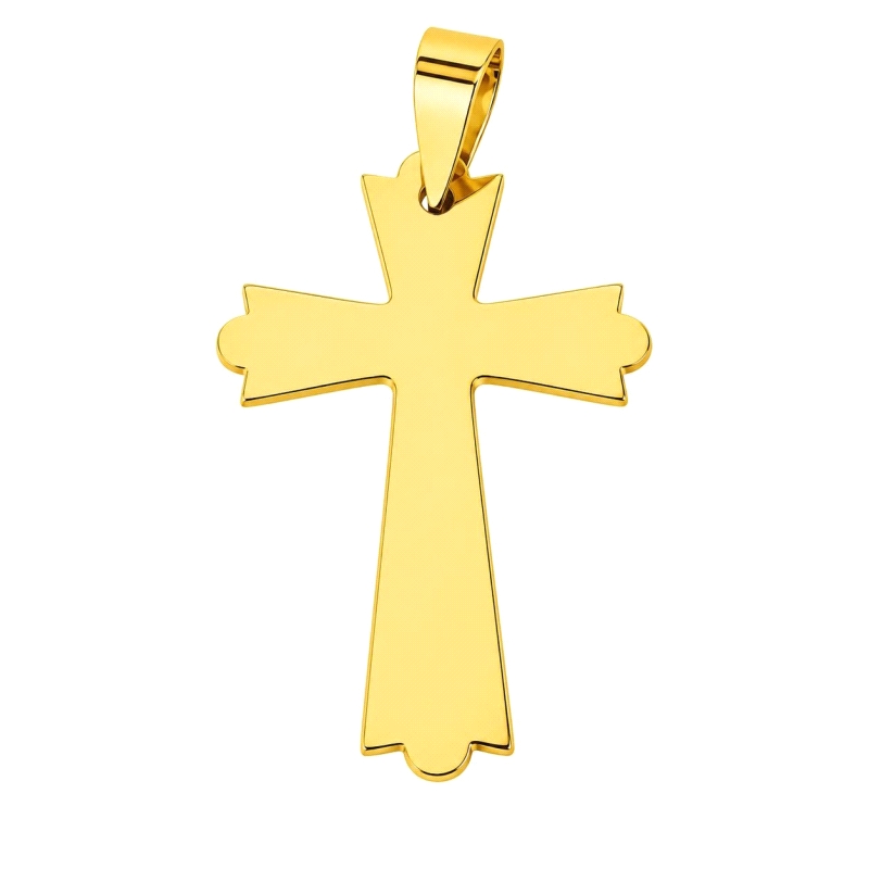 <STRONG>Cruz plana oro 9 kilates</STRONG>. <STRONG>Cruz</STRONG> fabricada en <STRONG>oro</STRONG> de <STRONG>9 kilates</STRONG>
