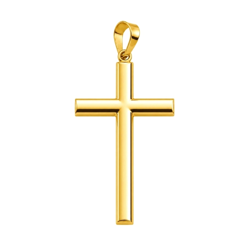 <STRONG>Cruz lisa oro 9 kilates</STRONG> tubo ovalado. <STRONG>Cruz</STRONG> fabricada en <STRONG>oro de 9 kilates</STRONG> con&