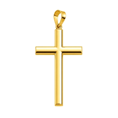 <STRONG>Cruz lisa oro 9 kilates</STRONG> tubo ovalado. <STRONG>Cruz</STRONG> fabricada en <STRONG>oro de 9 kilates</STRONG> con&
