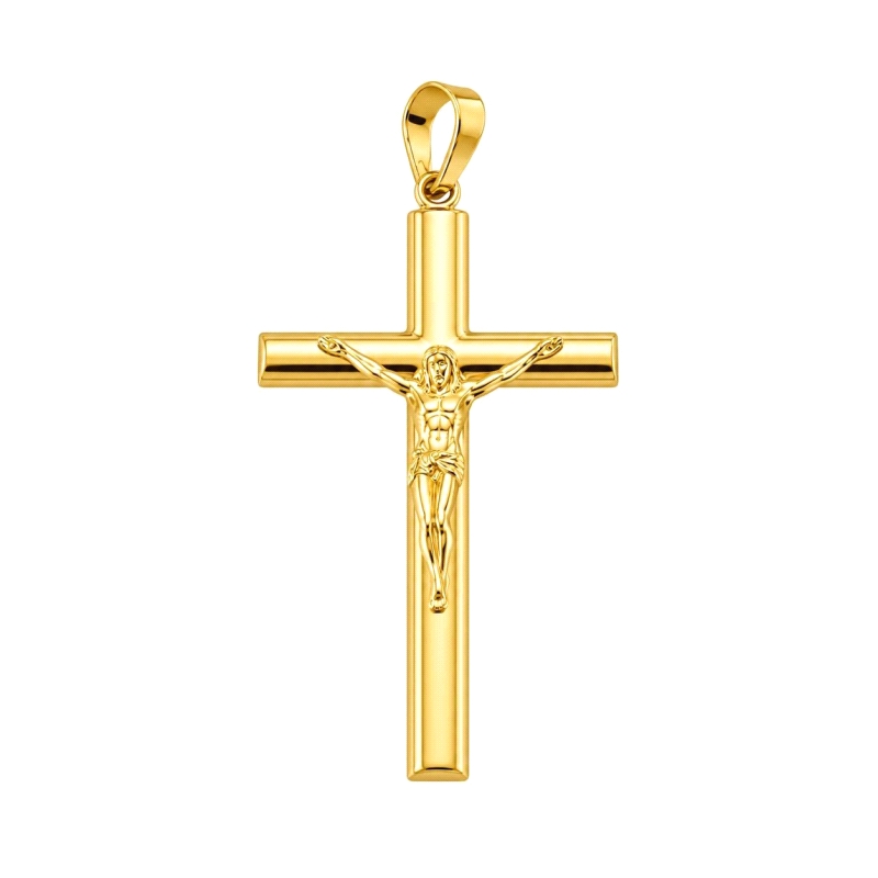 <STRONG>Cruz tubo oval oro 9 kilates con cristo</STRONG>. Bonita <STRONG>cruz</STRONG> de tubo oval con cristo para hombre fabri