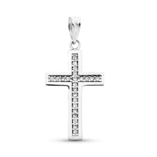 <STRONG>Cruz oro blanco 9 kilates</STRONG> con circonitas. Bonita <STRONG>cruz para mujer</STRONG>&nbsp;fabricada en&nbsp;<STRON