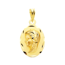 <STRONG>Medalla virgen niña 22 x 14 mm oro amarillo 18k oval tallas</STRONG>.&nbsp;<BR>Medalla de la virgen niña con un tamaño d