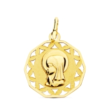 <STRONG>Medalla virgen niña 16 mm oro 18k calada</STRONG>. Medalla con la <STRONG>virgen niña</STRONG> fabricada en <STRONG>oro<