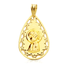 <STRONG>Medalla virgen niña 22 x 14 mm oro amarillo 18k gota calada</STRONG>. <BR>Preciosa y elegante <STRONG>medalla</STRONG> d