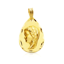 <STRONG>Medalla niña 17 x 12 mm oro amarillo 18k gota.<BR>Medalla</STRONG> con la imagen de la <STRONG>virgen niña</STRONG> en r