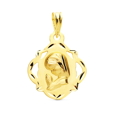 <STRONG>Medalla niña 16 mm oro amarillo 18k calada tallas</STRONG>. Preciosa <STRONG>medalla</STRONG> para niña con forma de pan