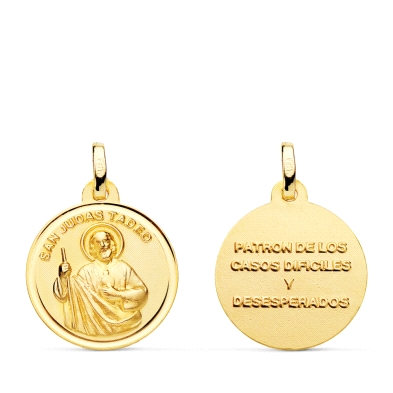 <STRONG>Medalla San Judas Tadeo 18 mm oro 18k bisel</STRONG>. Medalla <STRONG>San Judas Tadeo</STRONG> con un diametro de 18 mm.