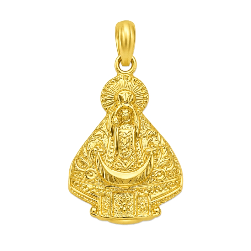 <STRONG>Medalla Virgen de Los Remedios de Cartama 27 x 18 mm oro 18k silueta</STRONG>. Medida de la Virgen de los Remedios con u
