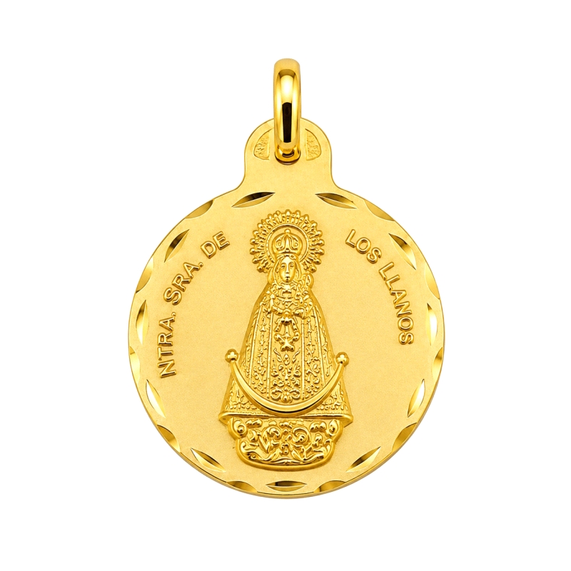 <STRONG>Medalla&nbsp;Virgen de los Llanos 21 mm oro 18k tallas</STRONG>. Medalla de la <STRONG>Virgen</STRONG> de los <STRONG>Ll