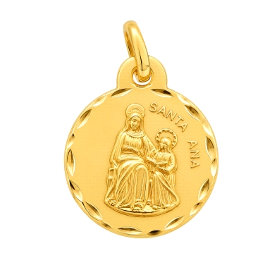 <STRONG>Medalla Santa Ana 21 mm oro 18k tallas</STRONG>. Medalla religios de <STRONG>Santa Ana</STRONG> con acabado matizado y t
