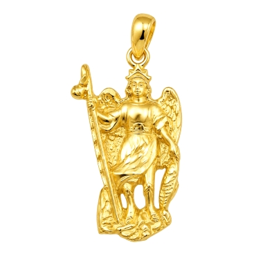 <STRONG>Medalla San Rafael 25 x 16 mm oro 18k silueta</STRONG>. Medalla religiosa de <STRONG>San Rafael</STRONG> en <STRONG>silu