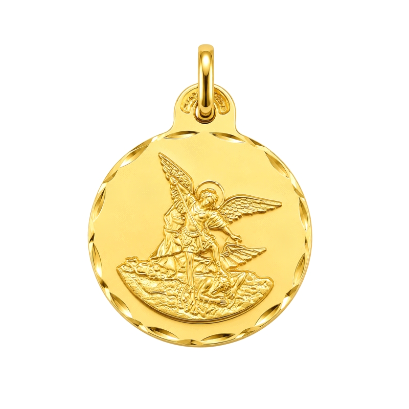 <STRONG>Medalla San Miguel 21mm oro 18k tallas</STRONG>. Medalla religiosa de <STRONG>San Miguel</STRONG> con acabado matizado y