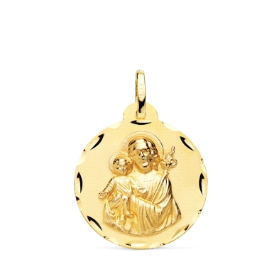 <STRONG>Medalla San José 18 mm oro 18k tallas</STRONG>. Medalla religiosa de <STRONG>San José</STRONG> con acabado matizado y ta