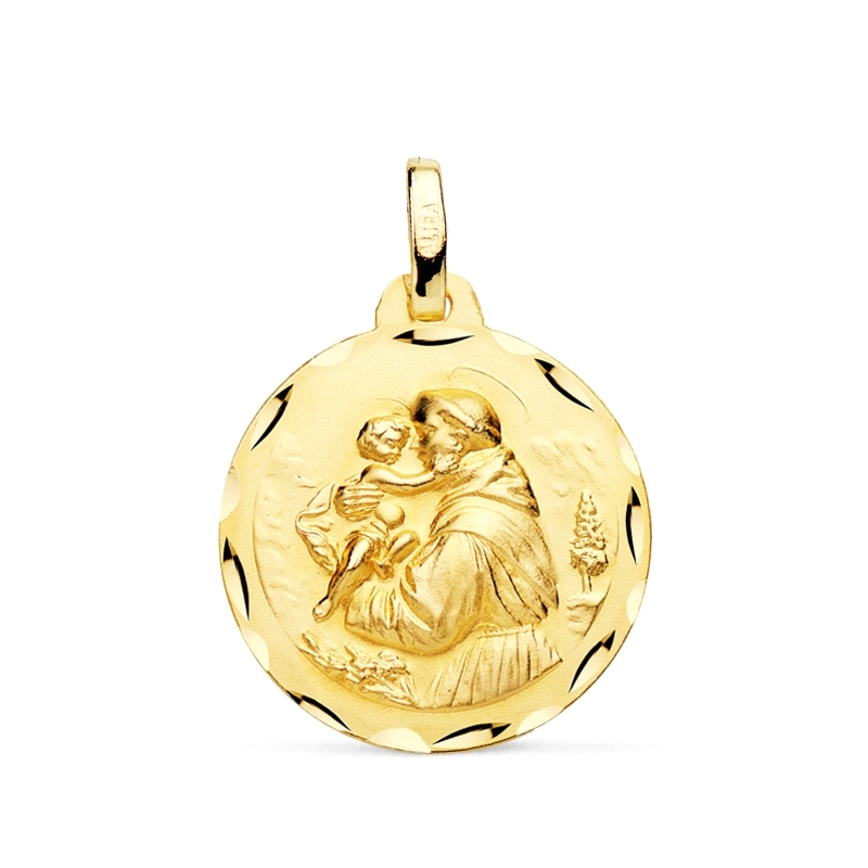 <STRONG>Medalla San Antonio 18 mm oro 18k</STRONG> tallas. Medalla de <STRONG>San Antonio de Padua</STRONG> con un diámetro&nbsp