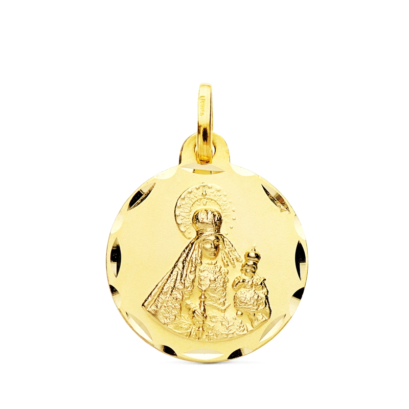 <STRONG>Medalla Virgen del Rosario 18 mm oro 18k tallas</STRONG>. Medalla de la <STRONG>Virgen del Rosario</STRONG> con un diáme