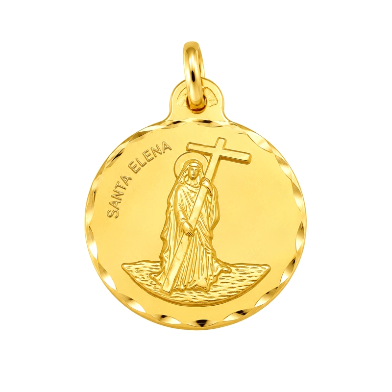<STRONG>Medalla Santa Elena 21 mm oro 18k tallas</STRONG>. Medalla <STRONG>Santa Elena</STRONG> con acabado matizado y tallas en
