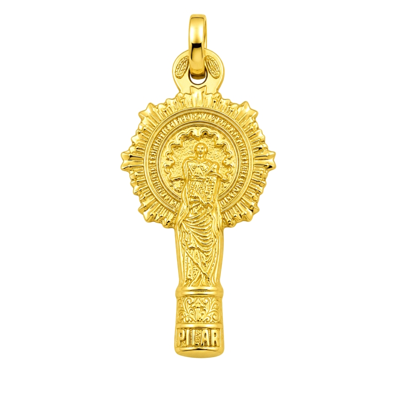 <P><STRONG>Medalla 29 x 15 mm Virgen del Pilar oro 18k </STRONG>silueta<STRONG>.</STRONG>&nbsp;Medalla de la Virgen del Pilar en