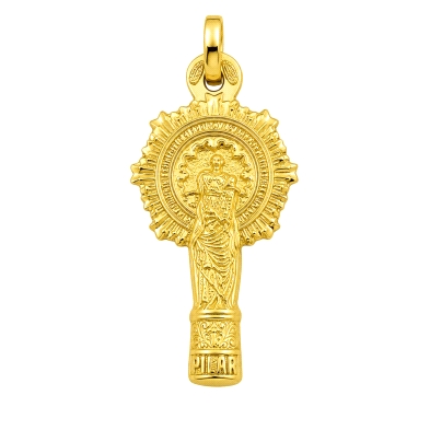 <P><STRONG>Medalla 29 x 15 mm Virgen del Pilar oro 18k </STRONG>silueta<STRONG>.</STRONG>&nbsp;Medalla de la Virgen del Pilar en