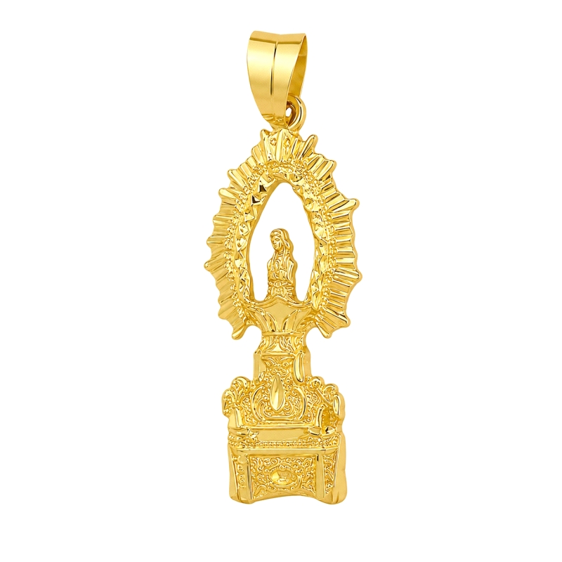 <STRONG>Medalla Virgen de la Fuensanta Coín 31 x 13 mm oro 18k silueta</STRONG>. Medalla de la Virgen de la Fuensanta fabricada 