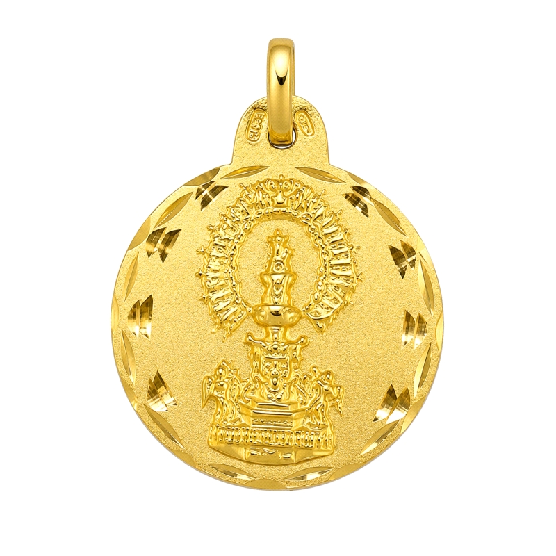 <STRONG>Medalla Virgen de la Fuensanta Coín 21 mm oro 18k tallas</STRONG>. Bonita medalla de la Virgen de la Fuensanta con un di