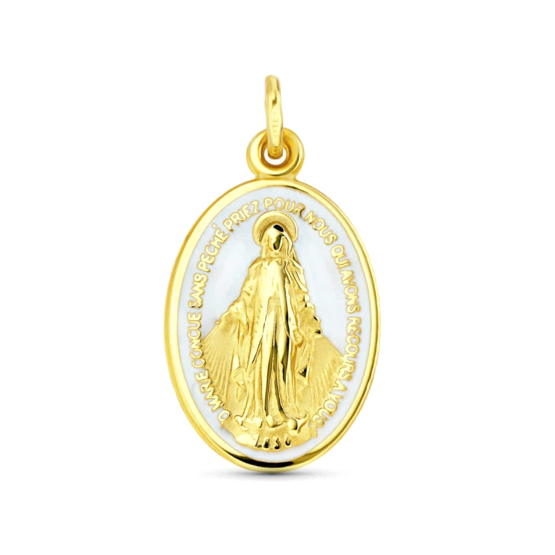 <STRONG>Medalla Virgen Milagrosa 20 x 14&nbsp;mm oro 18k </STRONG>blanca. <STRONG>Medalla</STRONG> de la<STRONG> Virgen Milagros