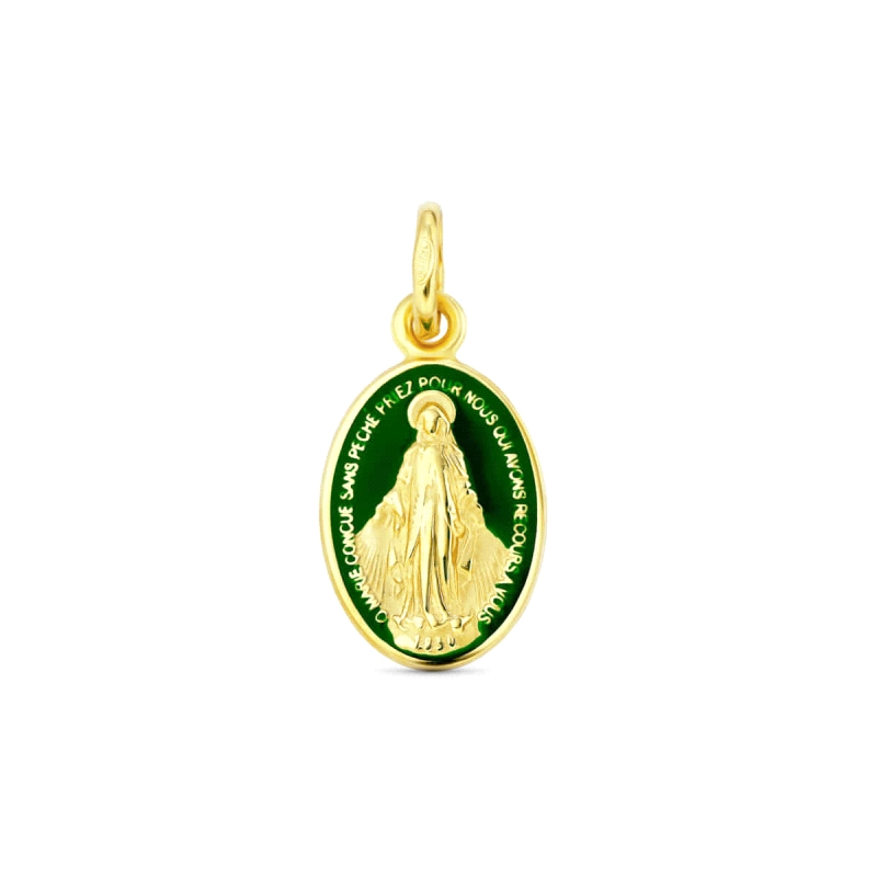 <STRONG>Medalla Virgen Milagrosa 14 mm oro 18k</STRONG> verde. <STRONG>Medalla</STRONG> de la <STRONG>Virgen Milagrosa</STRONG> 