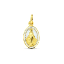 <STRONG>Medalla Virgen Milagrosa</STRONG> 14 x 9&nbsp;mm <STRONG>oro 18 kilates</STRONG> blanca. <STRONG>Medalla</STRONG> de la 