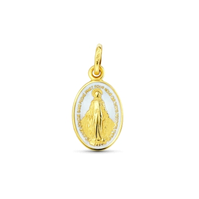 <STRONG>Medalla Virgen Milagrosa</STRONG> 14 x 9&nbsp;mm <STRONG>oro 18 kilates</STRONG> blanca. <STRONG>Medalla</STRONG> de la 