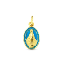 <STRONG>Medalla Virgen Milagrosa 14 x 9 mm oro 18k</STRONG> azul. <STRONG>Medalla</STRONG> de la <STRONG>Virgen Milagrosa</STRON