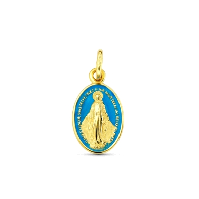 <STRONG>Medalla Virgen Milagrosa 14 x 9 mm oro 18k</STRONG> azul. <STRONG>Medalla</STRONG> de la <STRONG>Virgen Milagrosa</STRON