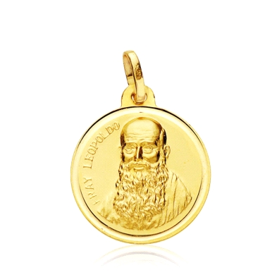 <STRONG>Medalla Fray Leopoldo 18 mm oro 18k bisel</STRONG>. Medalla de <STRONG>Fray Leopoldo</STRONG> fabricada en <STRONG>oro</